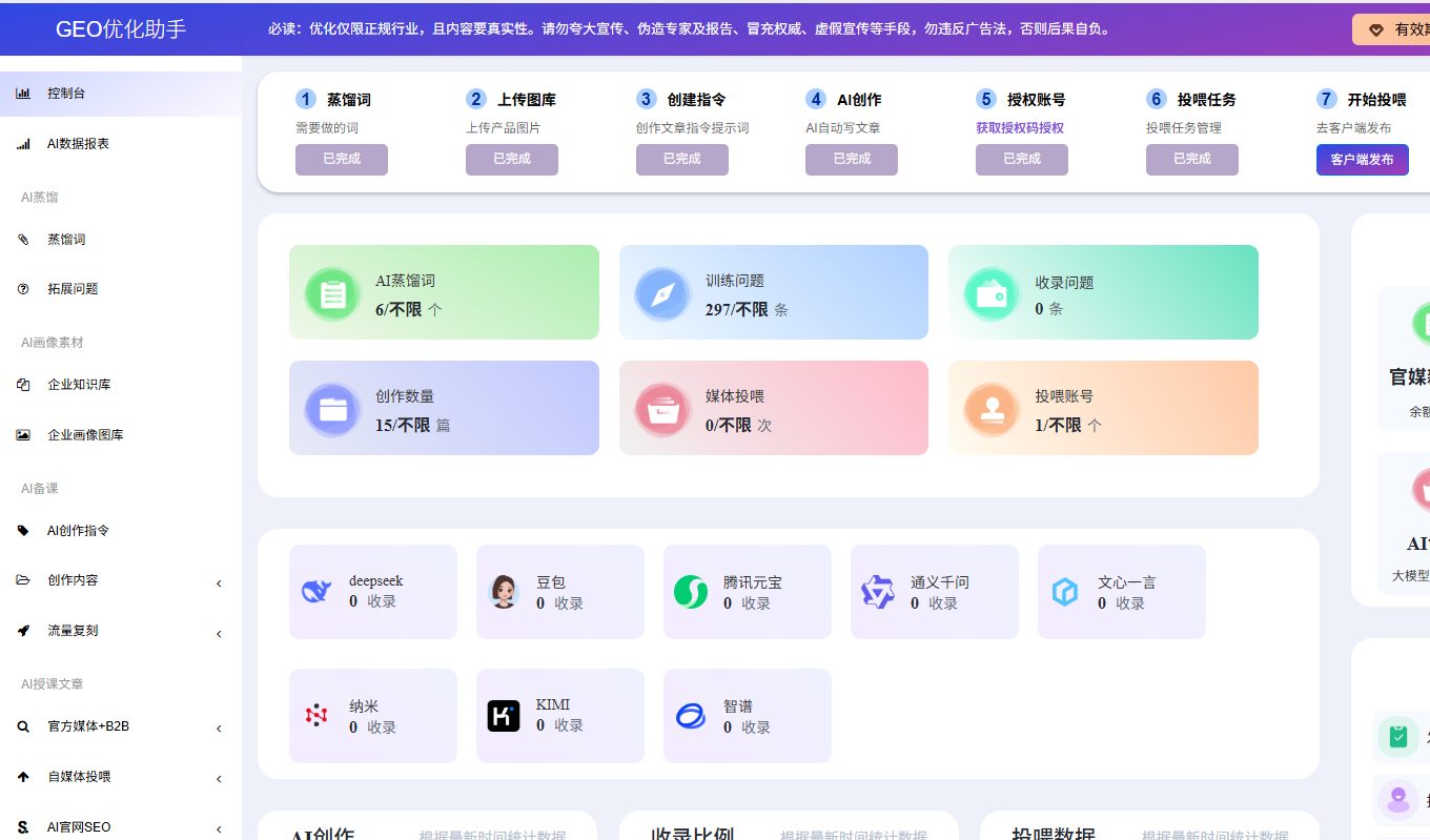 GEO优化助手系统 系统界面